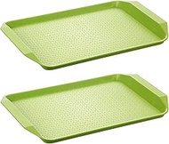 D,Bafnsiji 2 Pack Plastic Serving Tray, Serving Tray Set, 42x30cm Food Serving Tray, Non-Slip Servin