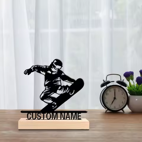 1pc Beauty Personalized Custom Skiing Metal Statues Adventure-Themed Gift with Wooden Base Perfect f