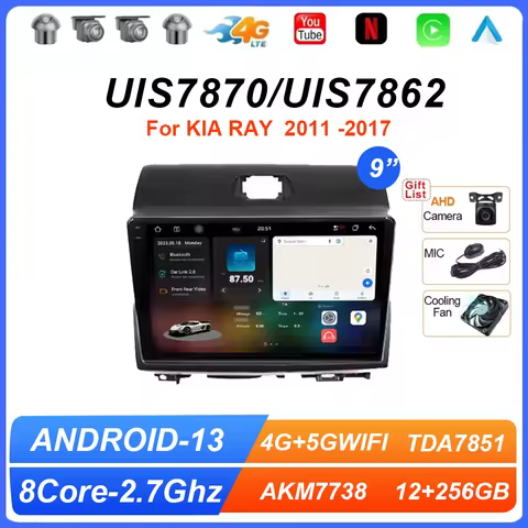 UIS7870 9inch Car radio Carplay Android Auto For KIA Ray 2011 - 2017 Multimedia Player GPS Navigatio