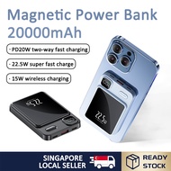 SG READY STOCK 20000mAh Magnetic Power Bank Super Fast Charging Wireless Powerbank PD20W 22.5W Portable Mini Powerbank