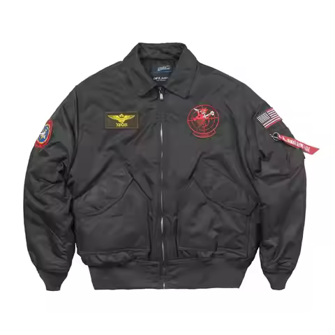 TOP GUN CWU-45P Plus Size Waterproof Outdoor Motorcycle Puffer Black Bomber Varsity Jacket Men Women