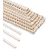 60 Keping Dowel Kayu Balsa Berbentuk Segi Empat 1/4 x 1/4 x 12 inci, Kayu Balsa DIY untuk Membuat Mo