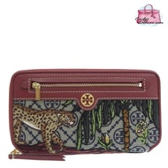 (CHAT BEFORE PURCHASE)NEW TORY BURCH WOMEN'S LONG RED MULTI T MONOGRAM EMBROIDERED ZIP CONTINENTAL WALLET 84030-405