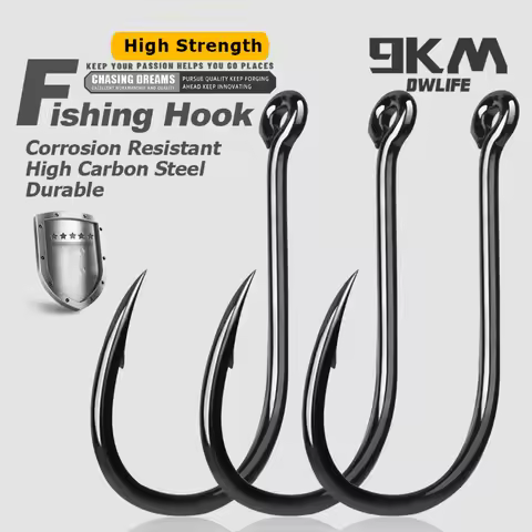 9KM Iseama Fishing Hooks 50~200Pcs Carp Hook Saltwater Fishing Circle Hook Offset Strong Needle Poin