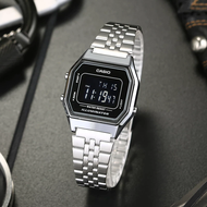 Casio Standard รุ่น LA680WA-1B นาฬิกาข้อมือผู้หญิง สายสแตนเลสสีเงิน หน้าปัดดำ - มั่นใจ ของแท้ 100% ประกันสินค้า 1 ปีเต็ม