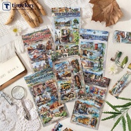 TIMEKEY 4Pcs Large Size Nations Series Vintage World Travel PET Stickers Landscape Character Junk Jo