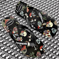Havanas men's flip-flops with 3D printed skull pattern, suitable for the beach, durable, comfortable