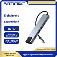 Cross-Border Eight-In-One Typec Docking Station Network Port hub usb hub Extender HD HD Computer Doc