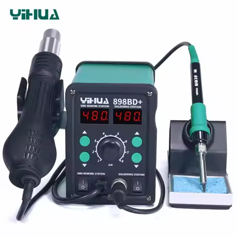 HOT 2 in 1 YIHUA 898BD+ SMD Electric Soldering Iron and Heat Hot air Gun Rework Solder Welding Stati