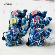 CEASIF6 Elephant Keychain, Thai Fabric Handmade Ganesha Keychain, Blue Animal DIY Random Color Plush