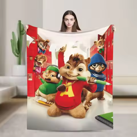 A-Alvin and the Chipmunks Knitted Blanket Coral Fleece Plush Movie Warm Throw Blanket for Bedroom So