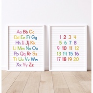 Poster belajar ABC,123 , set of  2,homeschool,educational poster,kids learning,easy learning ,study 