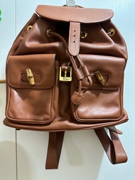 Gucci vintage 竹節 Bamboo 復古 二手 真皮背包 背囊 leather backpack