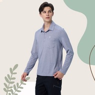 【Wildland 荒野】銀纖維彈性POLO長袖衣 男 0B11610-51 藍灰色