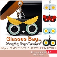 【SG SELLER】Eyeglasses Holder PU Leather Sunglasses Bag Cute Cartoon Glasses Storage Bag with Hook fo