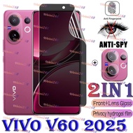 Vivo V60 2025 2-In-1ฟิล์มบางไฮโดรเจลกันแอบดู + ตัวป้องกันเลนส์กล้องถ่ายรูปสำหรับ Vivo V60 5กรัม V60 
