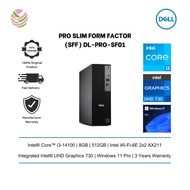 Dell Pro Slim Form Factor (SFF) Desktop PC ( i3-14100, 8GB, 512GB, Intel UHD, W11P, 3yrs) DL-PRO-SF0