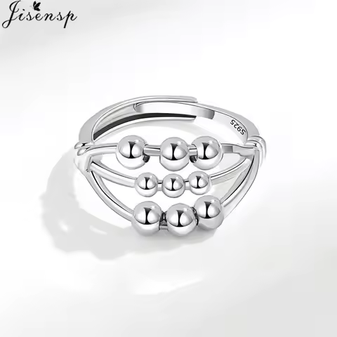 Anxiety Fidget Triple Layer Beads Spinner Ring Anti Stress Rotatable Finger Jewelry Ladies Simple Ri