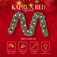 พวงมาลัยคริสต์มาสพร้อมไฟ LED Kaprun Red - Christmas Garland with LED Lights | L 270 cm.