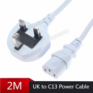 UK Power cord 1.8/2Meter IEC C13 to British 3 pins plug Extension Power Cable C13 Power Lead Cord 3G