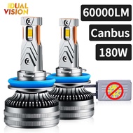 Dualvision K8C H7 LED 60000LM ไฟหน้า Canbus 180W H1 H4 H11 9012 HIR2 H8 9005 9006 HB3 HB4 Super Brig