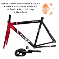 READY STOCKS!! GRAY TEAM Fixie frameset Red Black includes GRAY Crankset worth $50 with BB Fork Seat