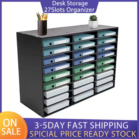 Black Desk Organizer 27 Slots Mail Sorter Counter Organizer Mail Holder Under Desk Storage Organizer