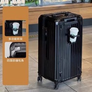 全城熱賣 - 大容量-28吋-行李箱結實耐用拉杆箱密碼箱(耀目黑色)【拉鍊款+杯架款】#H099100159