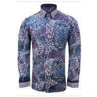 (Modern Fit) Purple Color Malaysia Men Batik Long Sleeve Kemeja Batik Lelaki Lengan Panjang
