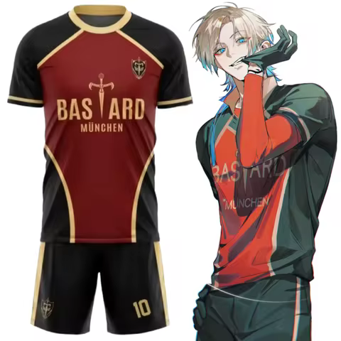 Anime Kaiser Shirt Set Cosplay Costumes Bastard Munchen #10 Michael Kaiser Football Shirts Shorts 3D