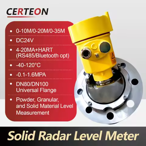 80GHz Radar Level Transmitter Non-Contact Liquid Solid Powder Silo Level Sensor DN80 DN100 High-Freq