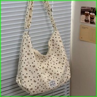 GC4 Floral Bow Pattern Canvas Shoulder Bag For Women Stylish Large Capacity Portable Crossbody Bag C