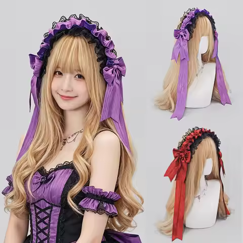 Lolita sweet lace headband comics cos maid hair accessories subculture y2k dark goth style lace head