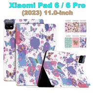 For Xiaomi Pad 6 (2023) 11.0" Mi Pad6 Pro Fashion Tablet Protection Case Flip Book Fancy Color Butterfly PU Leather Stand Cover