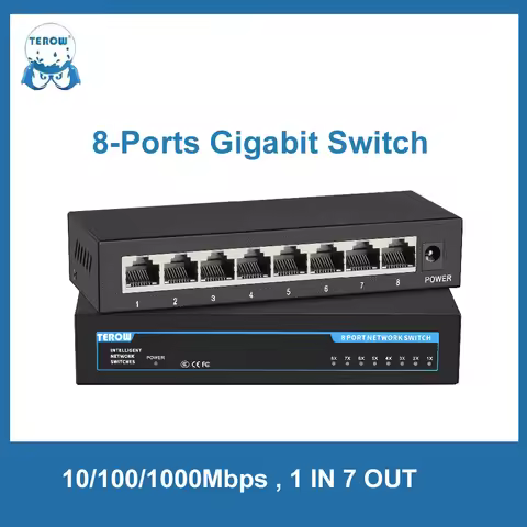 TEROW 8 Ports Ethernet Switch Gigabit Network Switch 100 1000Mbps Gigabit Switch Fast RJ45 LAN Hub f