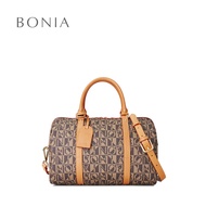 Bonia Dark Brown Monogram Large Satchel Bag