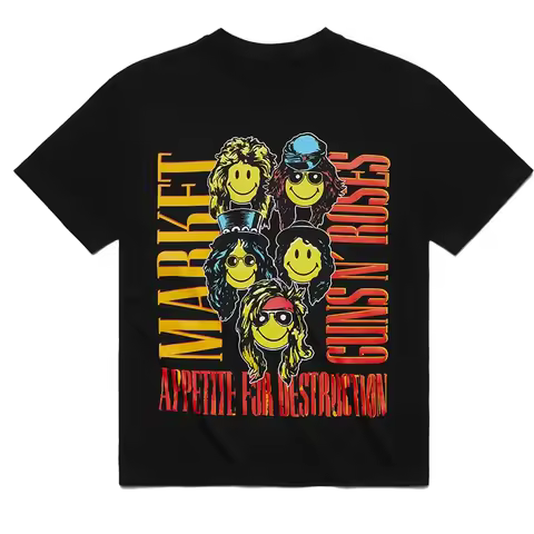 GUNS N'ROSES Gunslinger and Rose Gunslinger Band Casual T-Shirt Luxury Band Brand for Men and Women 