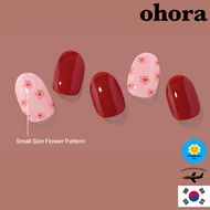 [Ohora] Korea High Quality Gel Nail Patch, Nail Sticker, Semi-Cure Nail Art, Tiny Pink Flower, 30pcs