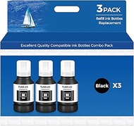 Black Ink refill Bottles ET-3850 ET-2850 ET-4850 ET-15000 Black ink 3 Pack for ET 3850 ET 2850 ET-47