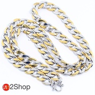 s2shop สร้อยคอสแตนเลสแท้ สร้อยคอพระ ลายห่วงแบน ห้อยพระได้ 1 องค์ ความกว้าง 10 มม.ความยาว 18 20 22 24