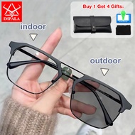 IMPALA JS6019P Fashion Men Photochromic Myopia Glasses Anti Blue Light UV400 Lens Day and Night Auto