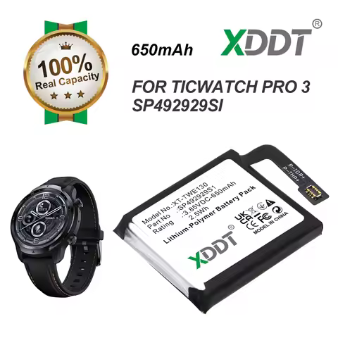 XDDT Battery for TicWatch Pro 3 battery GPS Wear OS Smartwatch 3.88V 650mAh SP492929SI WH11013 + Too