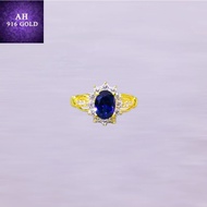 Cincin Tunang Emas 916 Permata Biru Size 15/Merisik/Kahwini/Nikah/Engagement Ring
