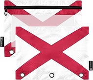 Floral Pencil Pouch 3 Ring Binder Alabama State Flag Pen Pencil Bag Zipper Binder School Binders Cle