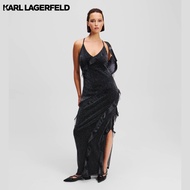 KARL LAGERFELD - LUREX RUFFLE JERSEY DRESS