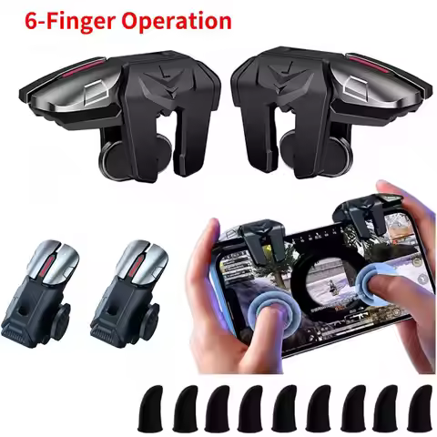 G21 Mobile Phone Game Trigger Gamepad Joystick 6-Finger Aim Shooting L1 R1 Key Button Game Fingertip