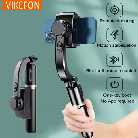 Q08 Mobile Phone Holder Video Stabilizer Bluetooth Selfie Stick Tripod Gimbal Stabilizer for IPhone 