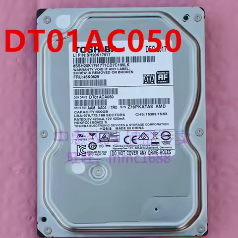 Almost New Original Hard Disk For Toshiba 500GB 3.5" 32MB SATA 7200RPM For DT01AC050