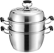 Stainless Steel Steamer/Soup Pot 2-Layer Household with Steamer 22cm/24cm/26cm Thickened Suitable for Gas Stove/Induction Cooker Suitable for 4-6 People
