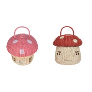 Handmade Rattan Mushroom-Shaped Storage Basket- Cute Handmade Handcrafted Gift Decoration Artwork Ra